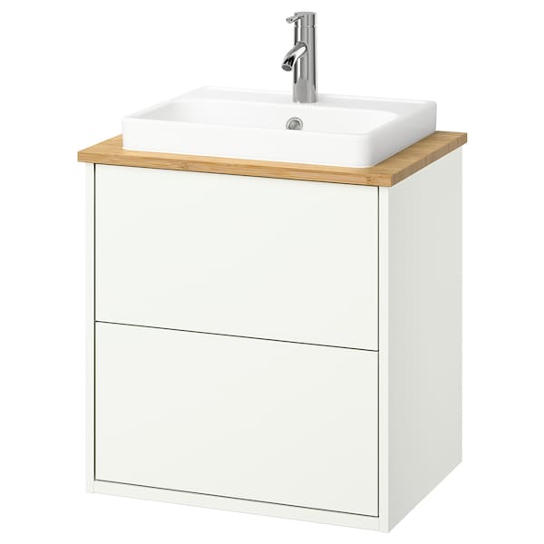 HAVBÄCK / ORRSJÖN - Washbasin/drawer/misc cabinet, white/bamboo,62x49x71 cm - best price from Maltashopper.com 69521352