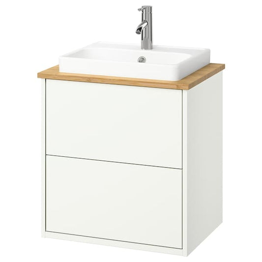 Ikea HAVBÄCK / ORRSJÖN - Washbasin/drawer/misc cabinet, white/bamboo,62x49x71 cm