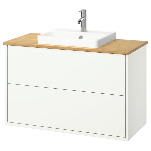HAVBÄCK / ORRSJÖN - Washbasin/drawer/misc cabinet, white/bamboo,102x49x71 cm - best price from Maltashopper.com 59521531