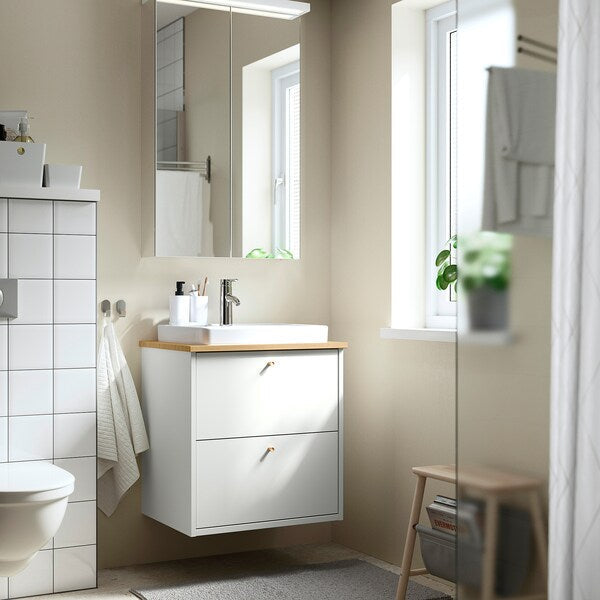 HAVBÄCK / ORRSJÖN - Washbasin/drawer/misc cabinet, white/bamboo,62x49x71 cm - best price from Maltashopper.com 69521352