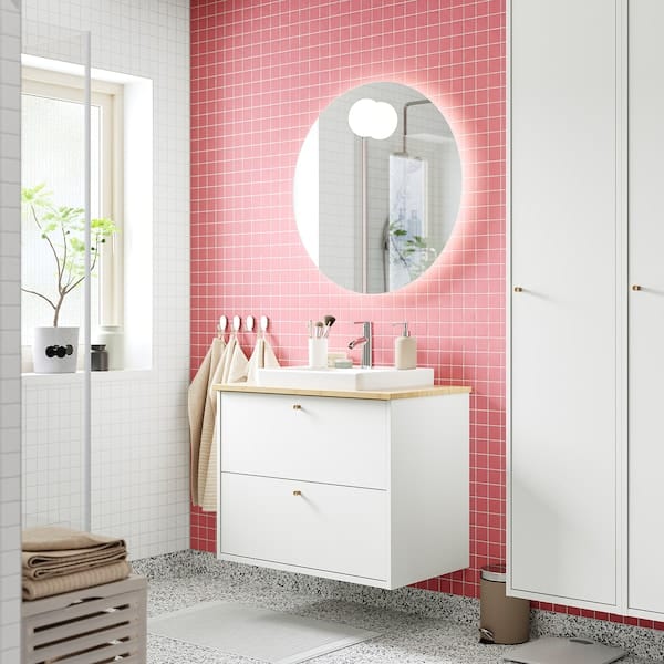 Ikea HAVBÄCK / ORRSJÖN - Washbasin/drawer/misc cabinet, white/bamboo,82x49x71 cm