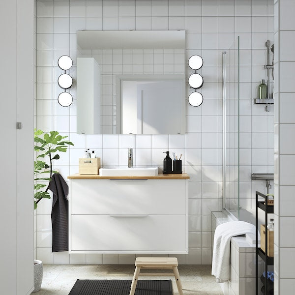 HAVBÄCK / ORRSJÖN - Washbasin/drawer/misc cabinet, white/bamboo,102x49x71 cm - best price from Maltashopper.com 59521531