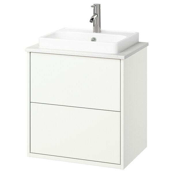 Ikea HAVBÄCK / ORRSJÖN - Washbasin/drawer/misc cabinet, white/white marble effect,62x49x71 cm