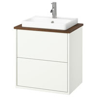 HAVBÄCK / ORRSJÖN wash-stnd w drawers/wash-basin/tap, white/brown walnut effect, 62x49x71 cm