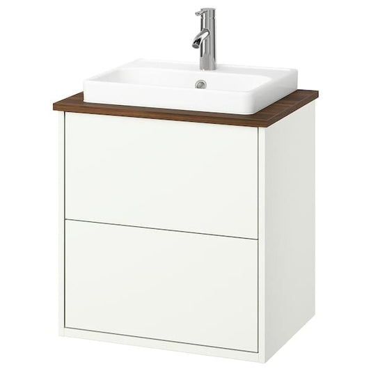 Ikea HAVBÄCK / ORRSJÖN - Washbasin/drawer/misc cabinet, white/brown walnut effect,62x49x71 cm