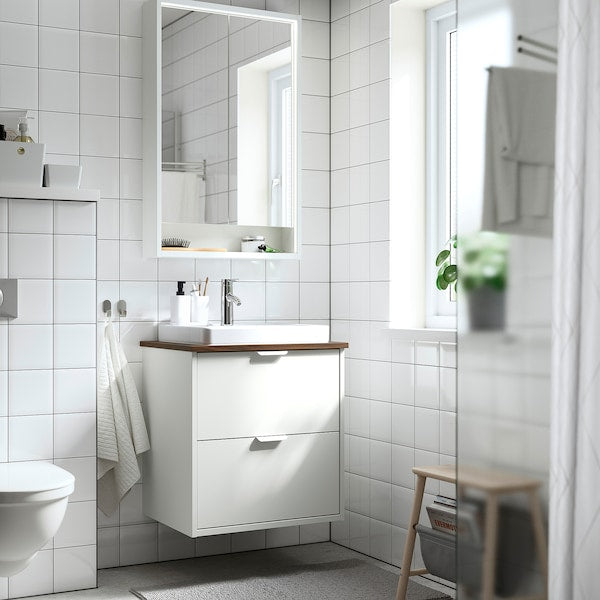 HAVBÄCK / ORRSJÖN - Washbasin/drawer/misc cabinet, white/brown walnut effect,62x49x71 cm - best price from Maltashopper.com 09521350