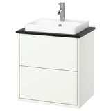 HAVBÄCK / ORRSJÖN wash-stnd w drawers/wash-basin/tap, white/black marble effect, 62x49x71 cm