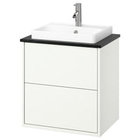 HAVBÄCK / ORRSJÖN - Washbasin/drawer/misc cabinet, white/black marble effect,62x49x71 cm - best price from Maltashopper.com 79521337