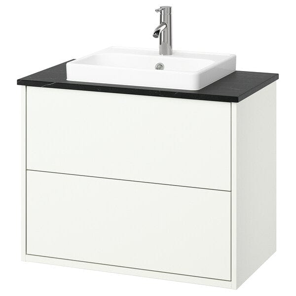 Ikea HAVBÄCK / ORRSJÖN - Washbasin/drawer/misc cabinet, white/black marble effect,82x49x71 cm
