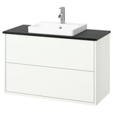 HAVBÄCK / ORRSJÖN wash-stnd w drawers/wash-basin/tap, white/black marble effect, 102x49x71 cm