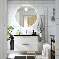 HAVBÄCK / ORRSJÖN - Washbasin/drawer/misc cabinet, white/black marble effect,102x49x71 cm - best price from Maltashopper.com 49514102