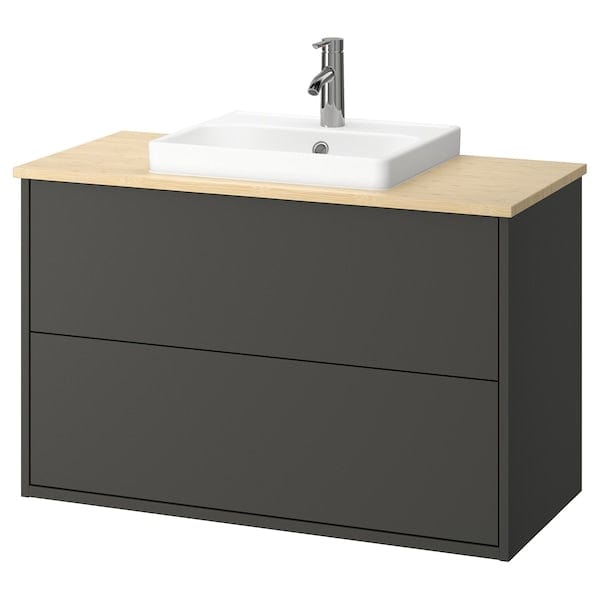 Ikea HAVBÄCK / ORRSJÖN - Washbasin/drawer/misc cabinet, dark grey/light bamboo,102x49x71 cm