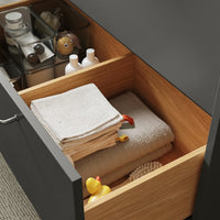 HAVBÄCK / ORRSJÖN - Washbasin/drawer/misc cabinet, dark grey/light bamboo,82x49x71 cm - best price from Maltashopper.com 29521387