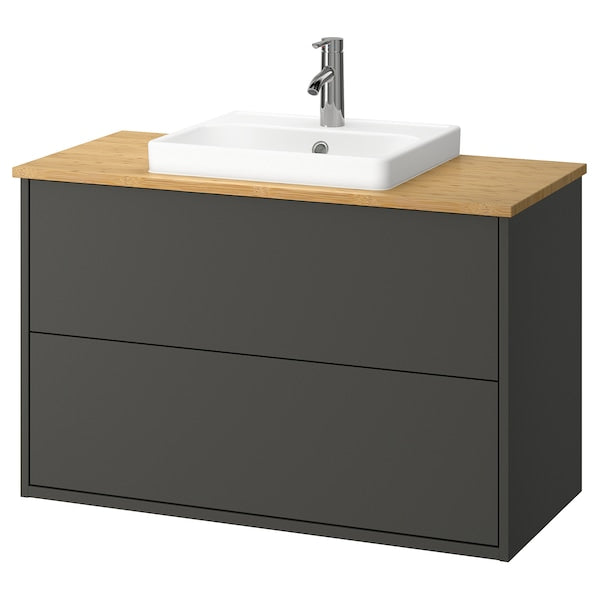 HAVBÄCK / ORRSJÖN - Washbasin/drawer/misc cabinet, dark grey/amber,102x49x71 cm - best price from Maltashopper.com 39521532