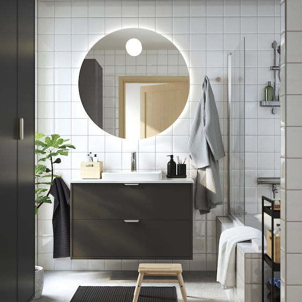 HAVBÄCK / ORRSJÖN - Washbasin/drawer/misc cabinet, dark grey/white marble effect,102x49x71 cm - best price from Maltashopper.com 69521535