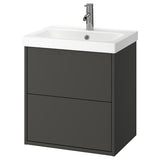 HAVBÄCK / ORRSJÖN wash-stnd w drawers/wash-basin/tap, dark grey, 62x49x69 cm