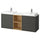 HAVBÄCK / ORRSJÖN - Washbasin/washbasin unit/mixer, dark grey/white marble effect,162x49x71 cm