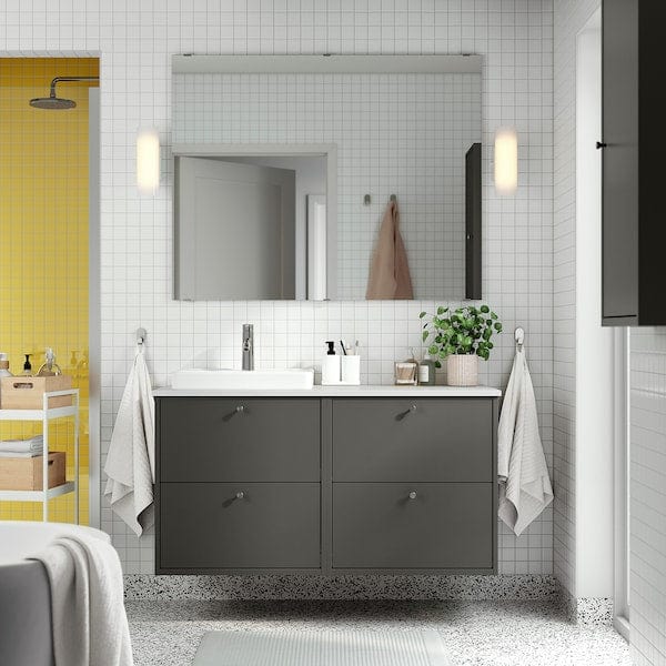 Ikea HAVBÄCK / ORRSJÖN - Washbasin/blender cabinet, dark grey/white marble effect,122x49x71 cm