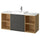 HAVBÄCK / ORRSJÖN - Washbasin/washbasin unit/mixer, dark grey/white marble effect,142x49x71 cm