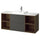 HAVBÄCK / ORRSJÖN wash-stand/wash-basin/tap, dark grey/brown oak effect/white marble effect, 142x49x71 cm