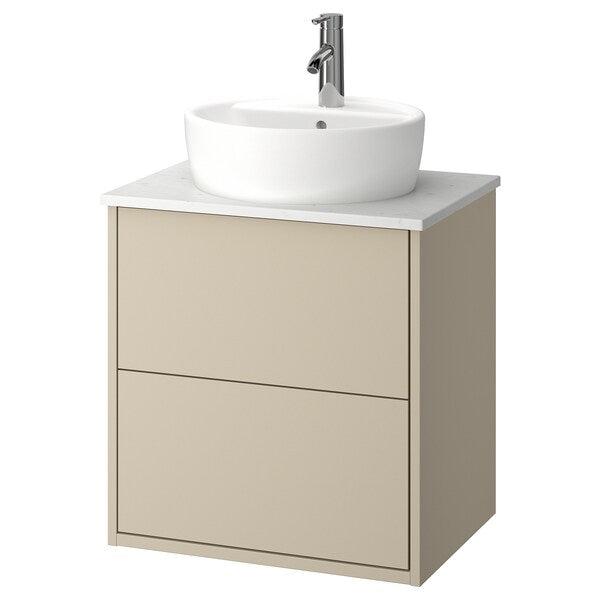 HAVBÄCK / TÖRNVIKEN - Washbasin/drawer/misc cabinet, beige/white marble effect,62x49x79 cm - best price from Maltashopper.com 69513823