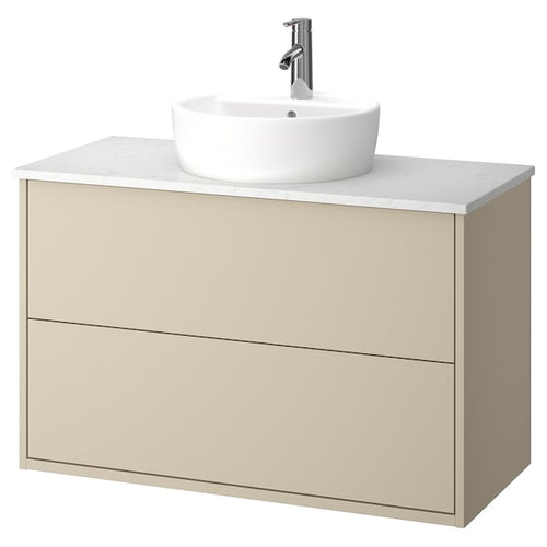 HAVBÄCK / TÖRNVIKEN - Washbasin/drawer unit/misc, beige/white marble effect,102x49x79 cm