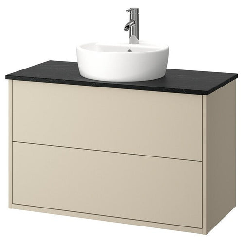 HAVBÄCK / TÖRNVIKEN - Washbasin/drawer unit/misc, beige/black marble effect,102x49x79 cm