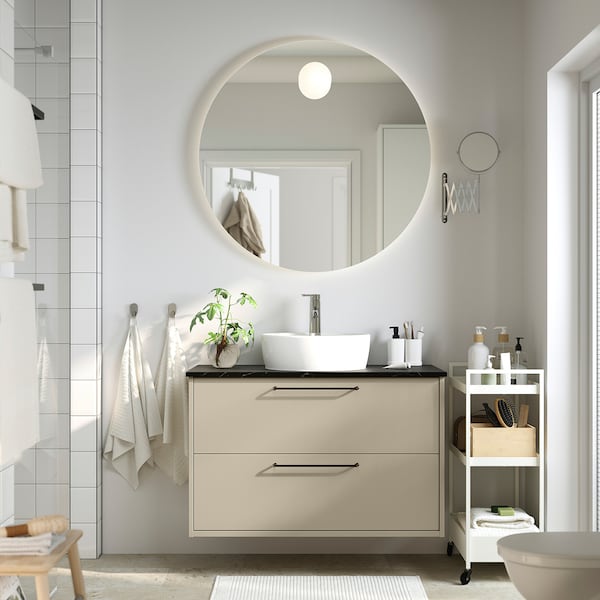 HAVBÄCK / TÖRNVIKEN - Washbasin/drawer unit/misc, beige/black marble effect,102x49x79 cm - best price from Maltashopper.com 59521625