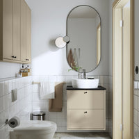 HAVBÄCK / TÖRNVIKEN - Washbasin/drawer/misc cabinet, beige/black marble effect,62x49x79 cm - best price from Maltashopper.com 99521548