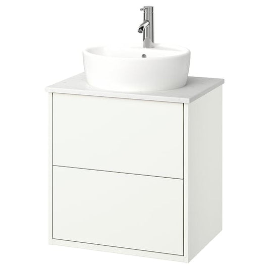Ikea HAVBÄCK / TÖRNVIKEN - Washbasin/drawer/misc cabinet, white/white marble effect,62x49x79 cm
