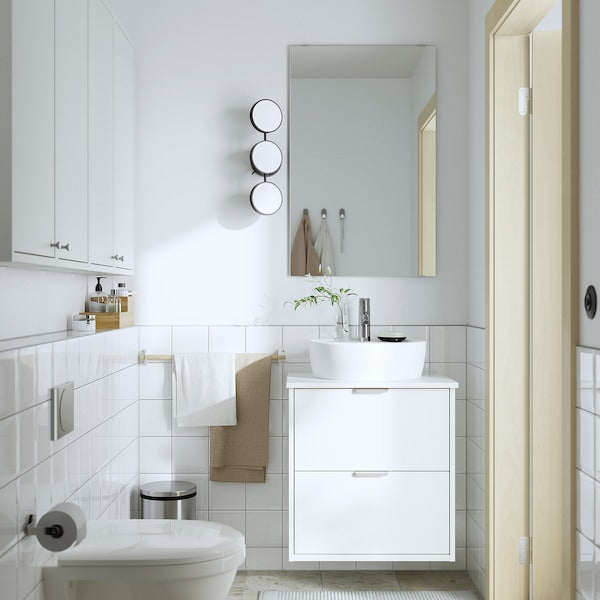 HAVBÄCK / TÖRNVIKEN - Washbasin/drawer/misc cabinet, white/white marble effect,62x49x79 cm - best price from Maltashopper.com 89513822