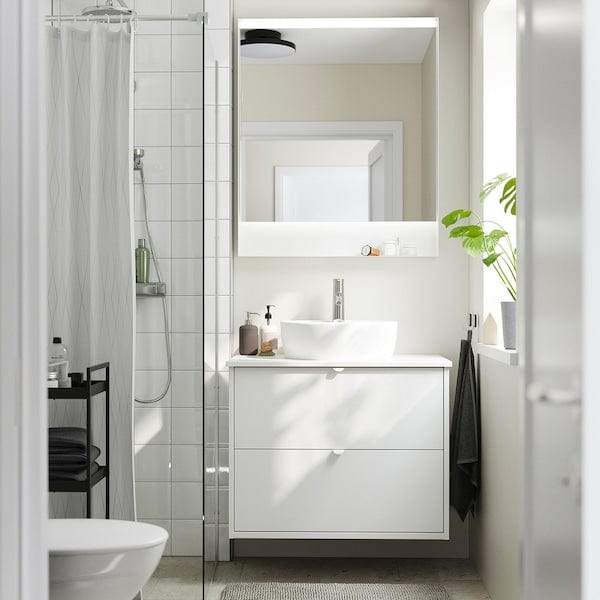 Ikea HAVBÄCK / TÖRNVIKEN - Washbasin/drawer/misc cabinet, white/white marble effect,82x49x79 cm