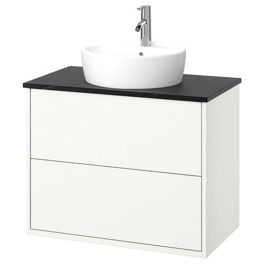Ikea HAVBÄCK / TÖRNVIKEN - Washbasin/drawer/misc cabinet, white/black marble effect,82x49x79 cm