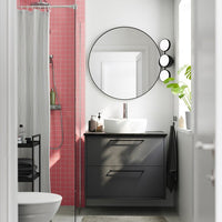 HAVBÄCK / TÖRNVIKEN - Washbasin/drawer/misc cabinet, dark grey/black marble effect,82x49x79 cm - best price from Maltashopper.com 49521409