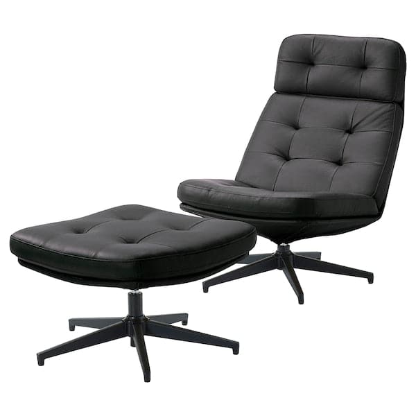 HAVBERG - Armchair and footstool, Grann/Bomstad black , - best price from Maltashopper.com 19485318