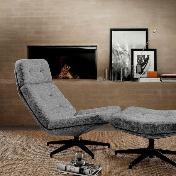 HAVBERG - Armchair and footstool, Lejde grey/black , - best price from Maltashopper.com 69485325