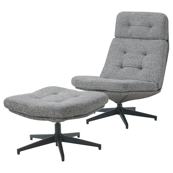Ikea HAVBERG - Armchair and footstool, Lejde grey/black ,