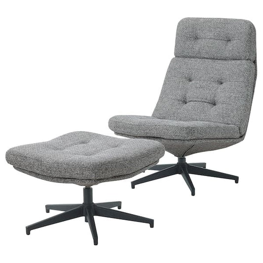 Ikea HAVBERG - Armchair and footstool, Lejde grey/black ,