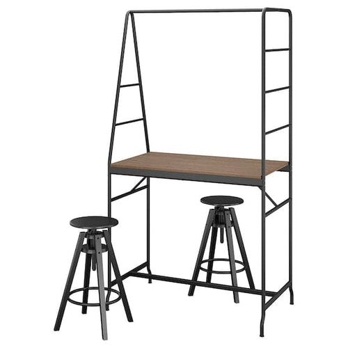 HÅVERUD / DALFRED - Table and 2 stools, black/black, 105 cm