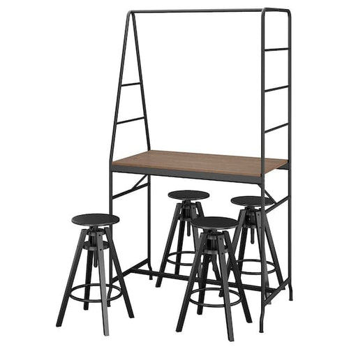 HÅVERUD / DALFRED - Table and 4 stools, black/black, 105 cm