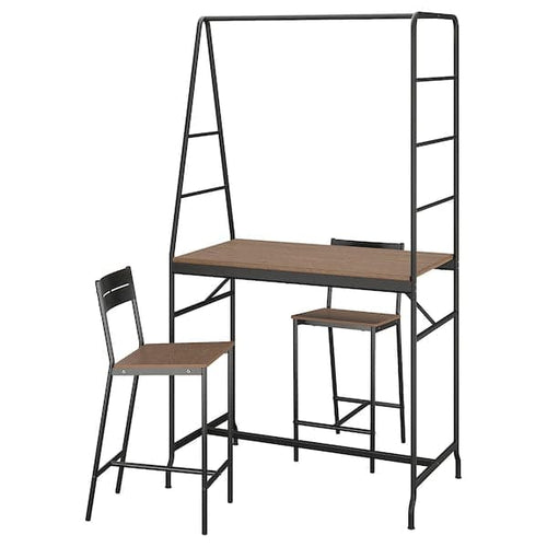 HÅVERUD / SANDSBERG - Table and 2 stools, black/brown stained, 105 cm