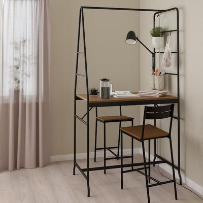 HÅVERUD / SANDSBERG - Table and 2 stools, black/brown stained, 105 cm - best price from Maltashopper.com 39428893