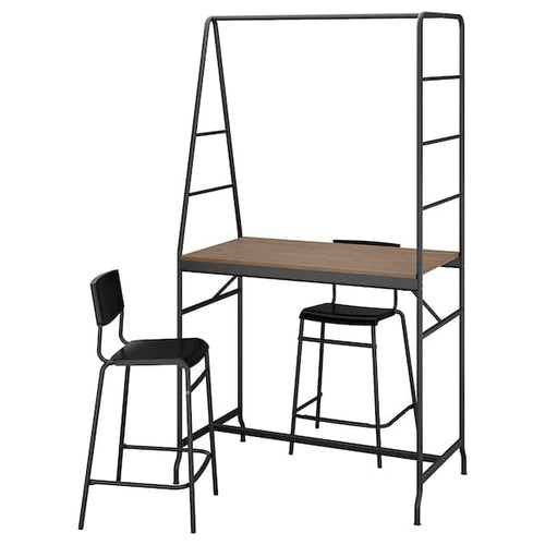 HÅVERUD / STIG - Table and 2 stools, black/black, 105 cm
