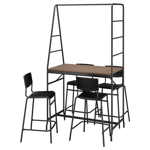 HÅVERUD / STIG - Table and 4 stools, black/black, 105 cm