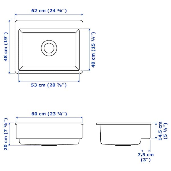 HAVSEN - Sink bowl w visible front, white, 62x48 cm - best price from Maltashopper.com 19253714