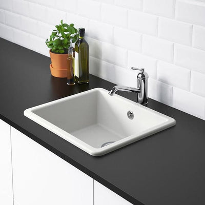 HAVSEN - Inset sink, 1 bowl, white, 53x47 cm - best price from Maltashopper.com 39253713
