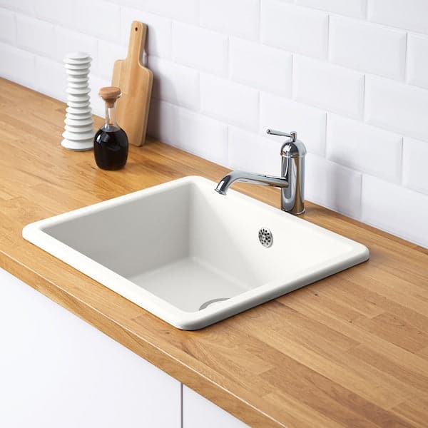 HAVSEN - Inset sink, 1 bowl, white, 53x47 cm - best price from Maltashopper.com 39253713