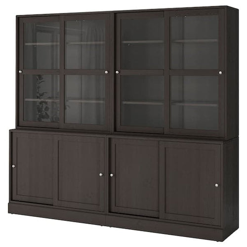 HAVSTA Combinaz sliding glass doors - dark brown 242x47x212 cm , 242x47x212 cm