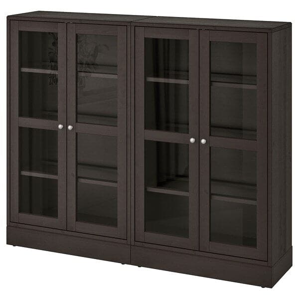 HAVSTA Combination with glass doors - dark brown 162x37x134 cm - best price from Maltashopper.com 79265950