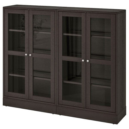 HAVSTA Combination with glass doors - dark brown 162x37x134 cm
